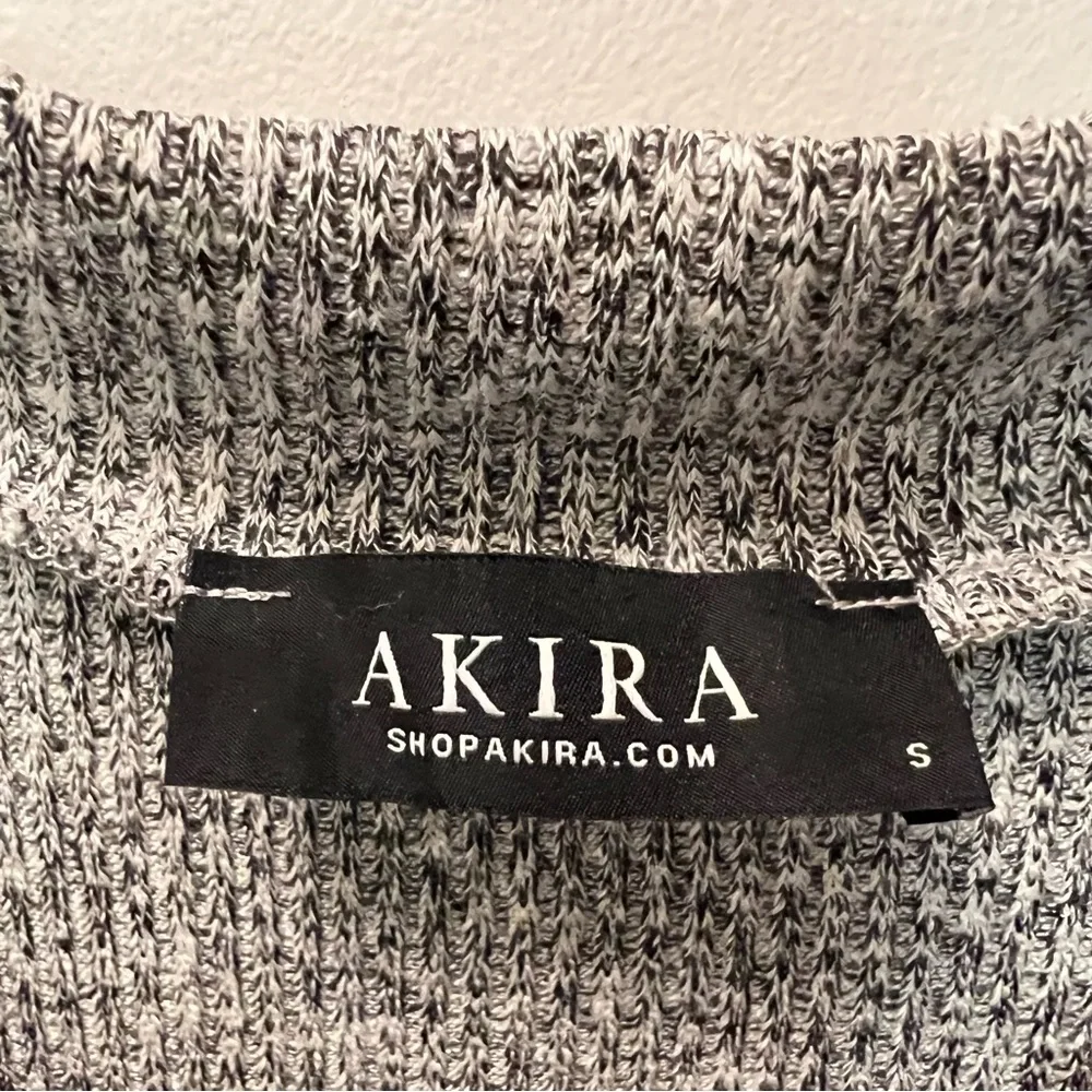 AKIRA V-Neck Tie Waist Mini Sweater Dress-Gray - Picture 7 of 8
